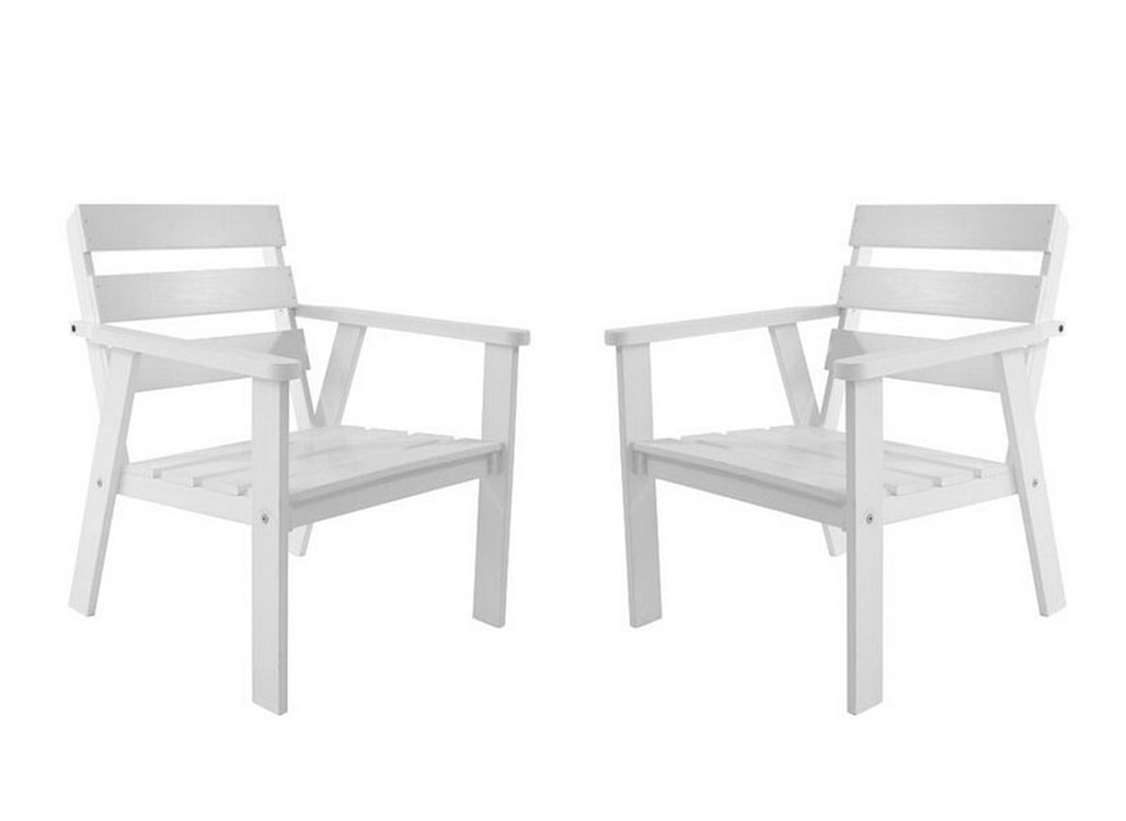 Zestaw dwóch krzeseł ogrodowych Parrines z drewna sosnowego białe