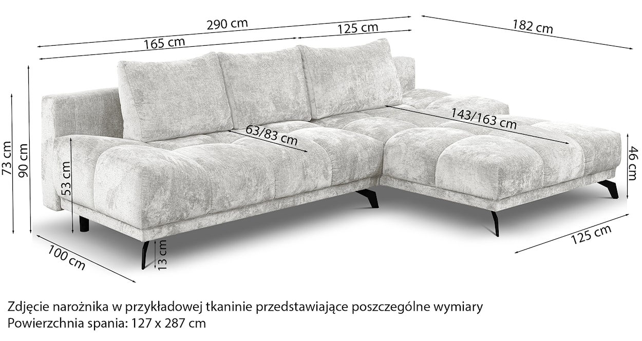 Narożnik z funkcją spania Felipe L-kształtny lewostronny z pojemnikiem jasnoszary szenil hydrofobowy  - zdjęcie 9