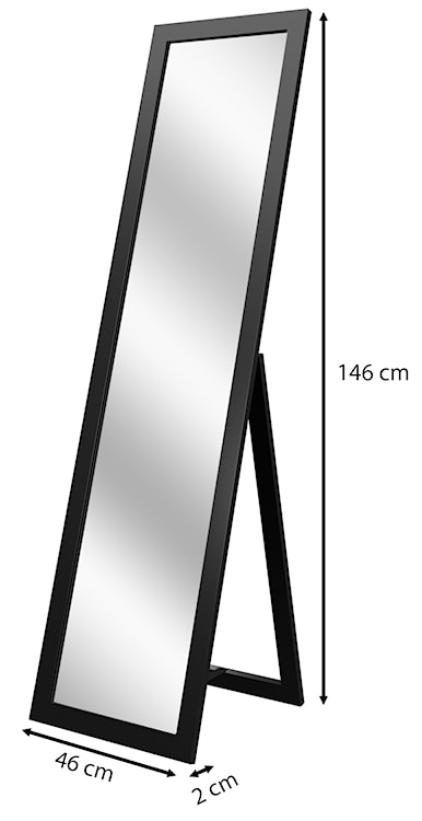 Lustro stojące Ferlows 146x46 cm czarne  - zdjęcie 6