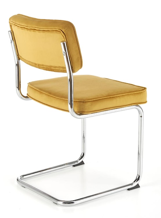 Krzesło metalowe Rerotters  z tapicerowanym siedziskiem oraz oparciem musztardowe  - zdjęcie 7