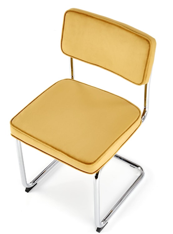 Krzesło metalowe Rerotters  z tapicerowanym siedziskiem oraz oparciem musztardowe  - zdjęcie 6