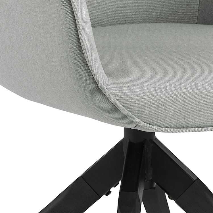 Krzesło tapicerowane z podłokietnikami Lorea z funkcją auto-return jasnoszare na czarnych nóżkach  - zdjęcie 7