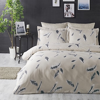 Komplet pościeli Boho Feathers 200x220 cm z dwiema poszewkami na poduszkę 50x70 cm i z prześcieradłem