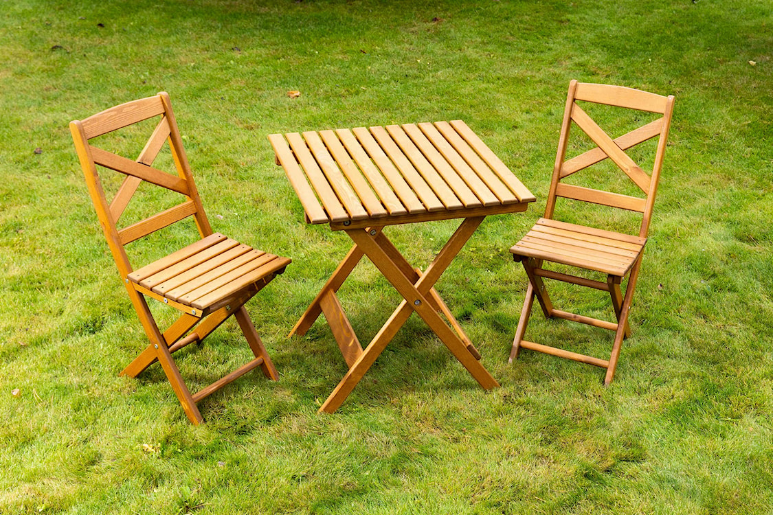 Zestaw balkonowy Bonnert drewno sosnowe stół z dwoma krzesłami miodowe  - zdjęcie 3