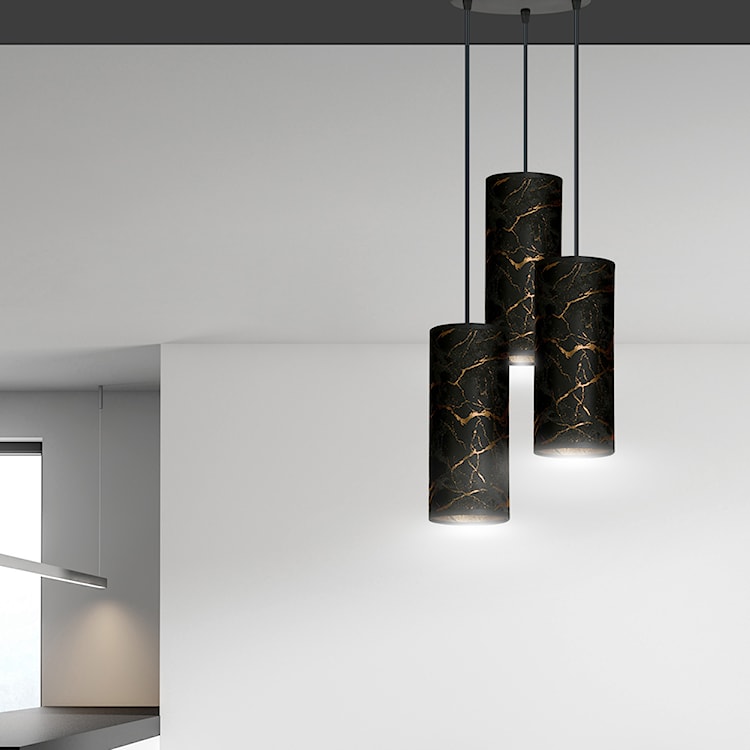 Lampa wisząca Karrla x3 asymetryczna średnica 35 cm czarny marmur  - zdjęcie 2