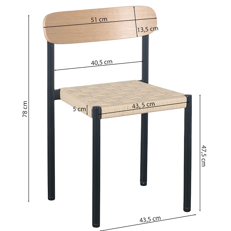 Krzesło Humalpa z grubo plecionym siedziskiem/ dąb naturalny  - zdjęcie 6