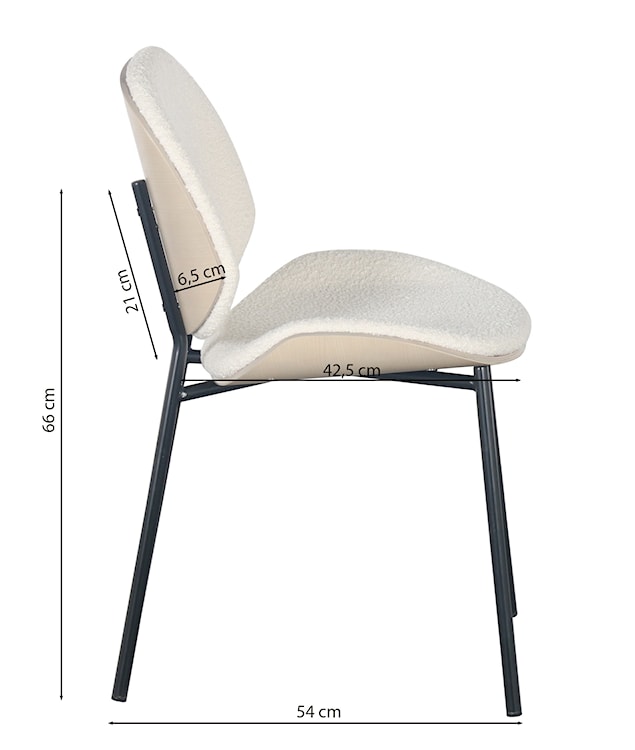 Krzesło tapicerowane Jazzlen na czarnych nogach boucle biały / dąb bielony  - zdjęcie 11