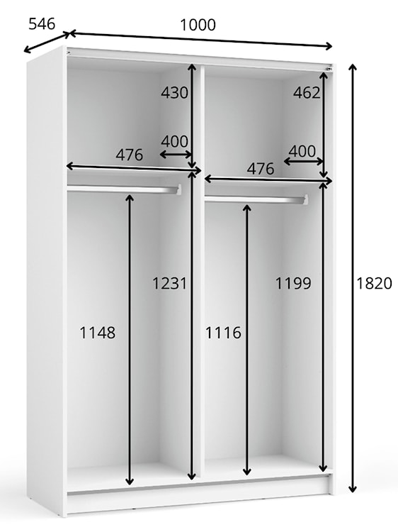 Szafa przesuwna Fiaso dwudrzwiowa z lustrem 100 cm czarna  - zdjęcie 5