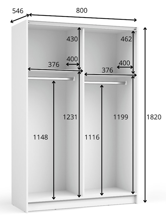 Szafa przesuwna Fiaso dwudrzwiowa z lustrem 80 cm czarna  - zdjęcie 5