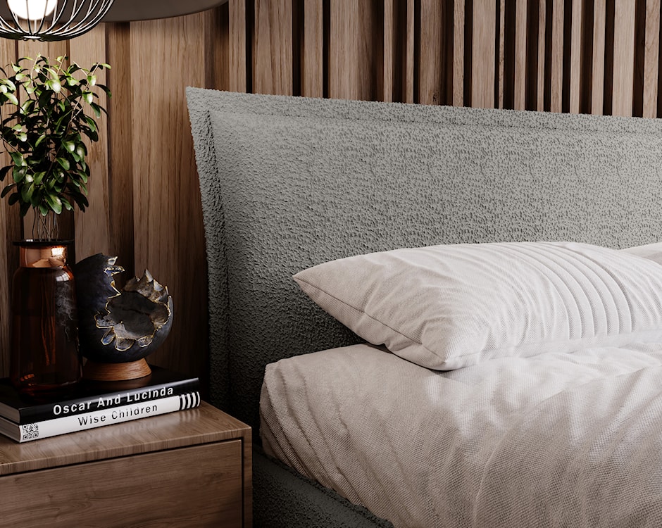 Łóżko tapicerowane Fianko 160x200 cm z pojemnikiem ciemnoszare boucle  - zdjęcie 5