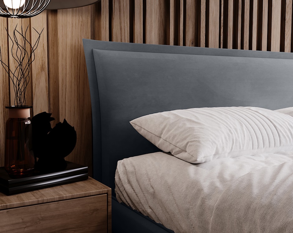 Łóżko tapicerowane Fianko 160x200 cm z pojemnikiem ciemnoszare welur hydrofobowy  - zdjęcie 5