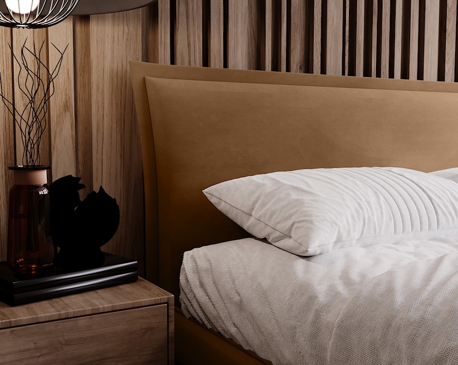 Łóżko tapicerowane Fianko 160x200 cm z pojemnikiem rudobrązowe welur hydrofobowy  - zdjęcie 5