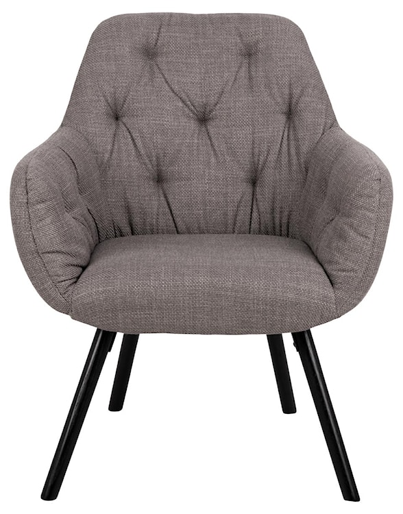 Fotel tapicerowany Fixtier szaro-brązowy na czarnych nóżkach pikowany  - zdjęcie 2