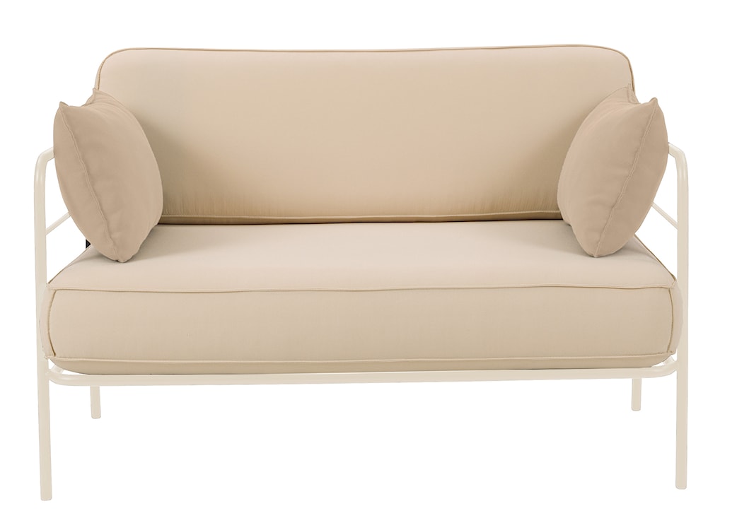 Sofa ogrodowa Preggel 116 cm w tkaninie hydrofobowej beżowa/ kremowy stelaż