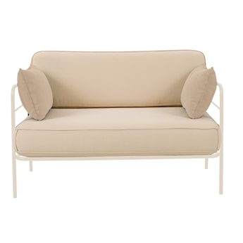 Sofa ogrodowa Preggel 116 cm w tkaninie hydrofobowej beżowa/ kremowy stelaż