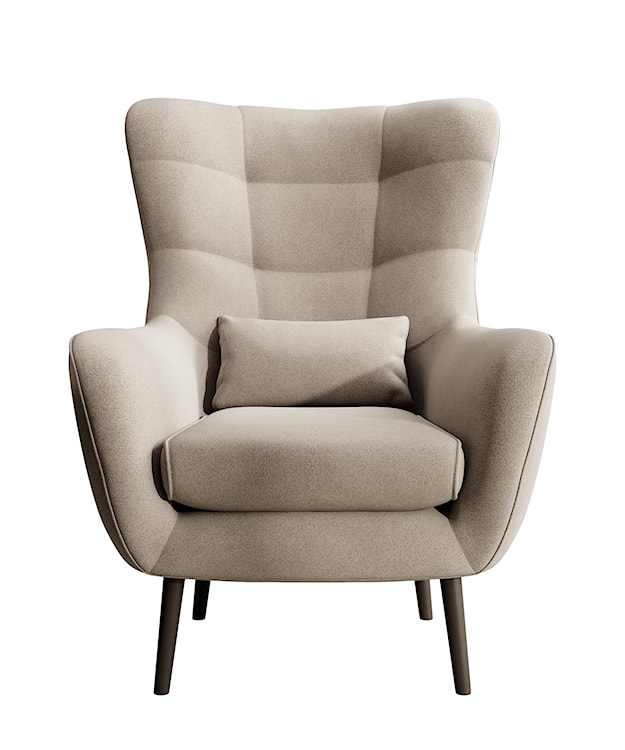 Fotel wypoczynkowy uszak Vence jasnobeżowy w tkaninie łatwoczyszczącej welur nóżki czarne  - zdjęcie 2