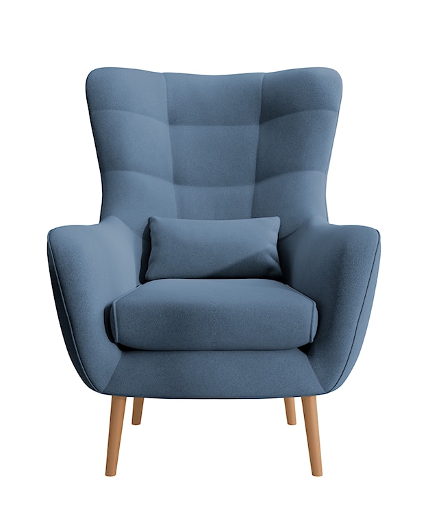 Fotel wypoczynkowy uszak Vence niebieski w tkaninie łatwoczyszczącej welur nóżki buk  - zdjęcie 2