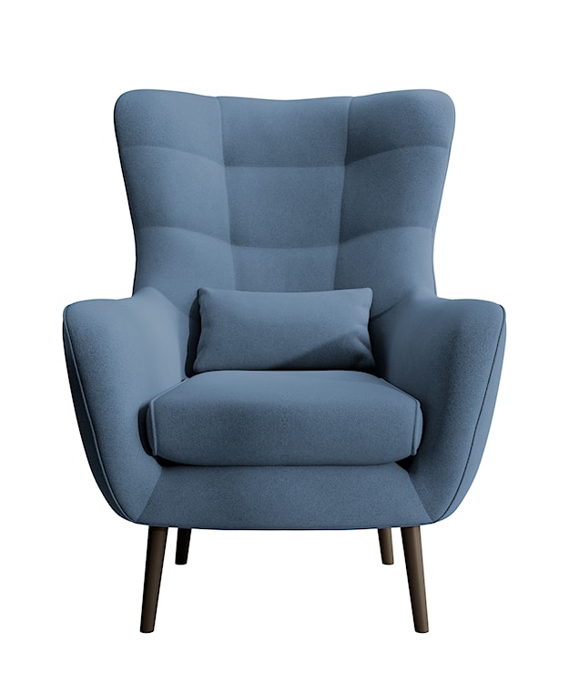 Fotel wypoczynkowy uszak Vence niebieski w tkaninie łatwoczyszczącej welur nóżki czarne  - zdjęcie 2