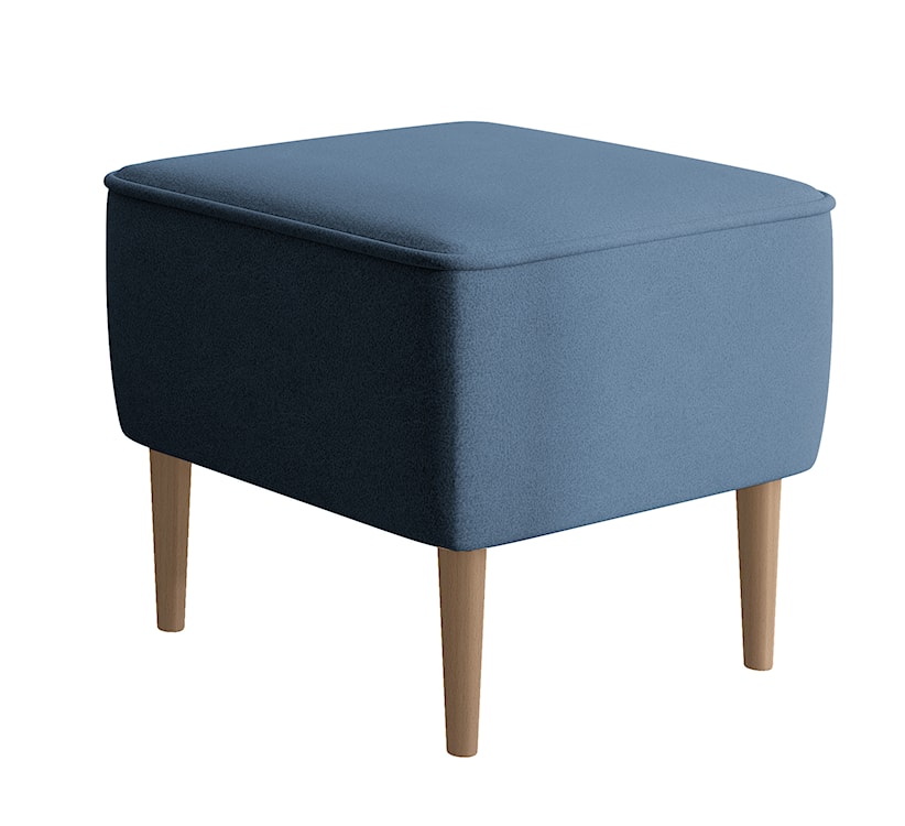 Fotel wypoczynkowy z podnóżkiem uszak Vence niebieski w tkaninie łatwoczyszczącej welur nóżki buk  - zdjęcie 6