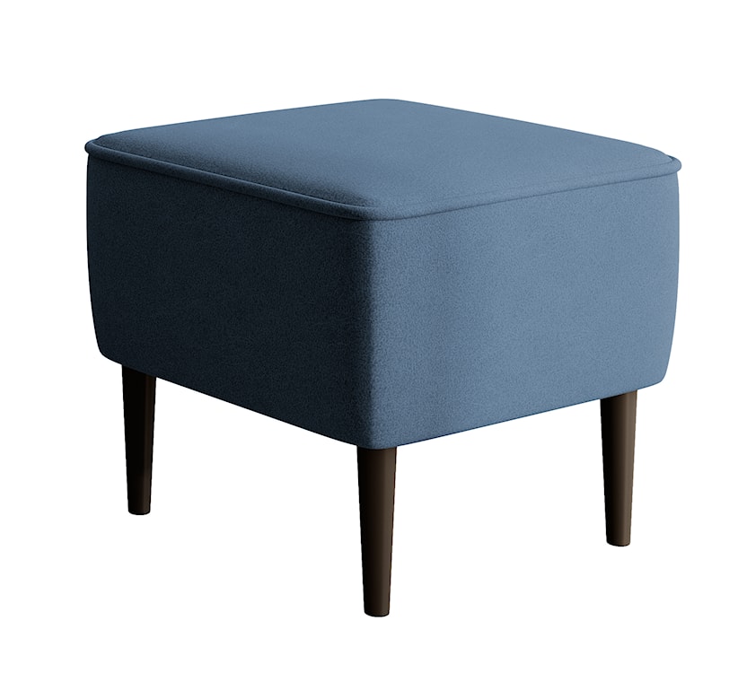 Fotel wypoczynkowy z podnóżkiem uszak Vence niebieski w tkaninie łatwoczyszczącej welur nóżki czarne  - zdjęcie 6