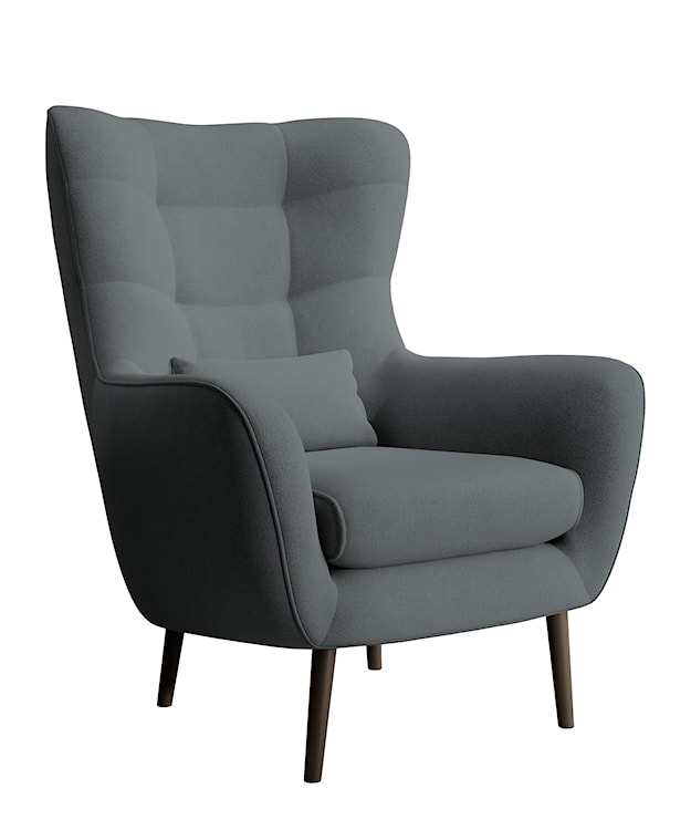 Fotel wypoczynkowy z podnóżkiem uszak Vence stalowy w tkaninie łatwoczyszczącej welur nóżki czarne  - zdjęcie 4