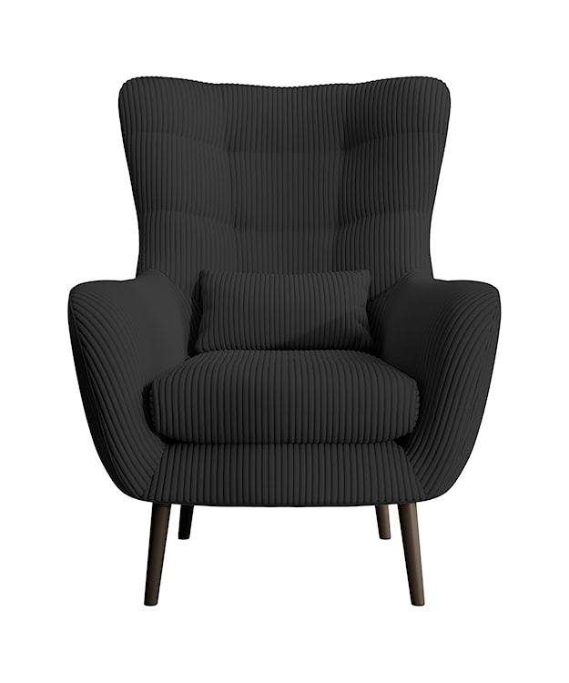 Fotel wypoczynkowy uszak Vence czarny sztruks nogi czarne  - zdjęcie 2