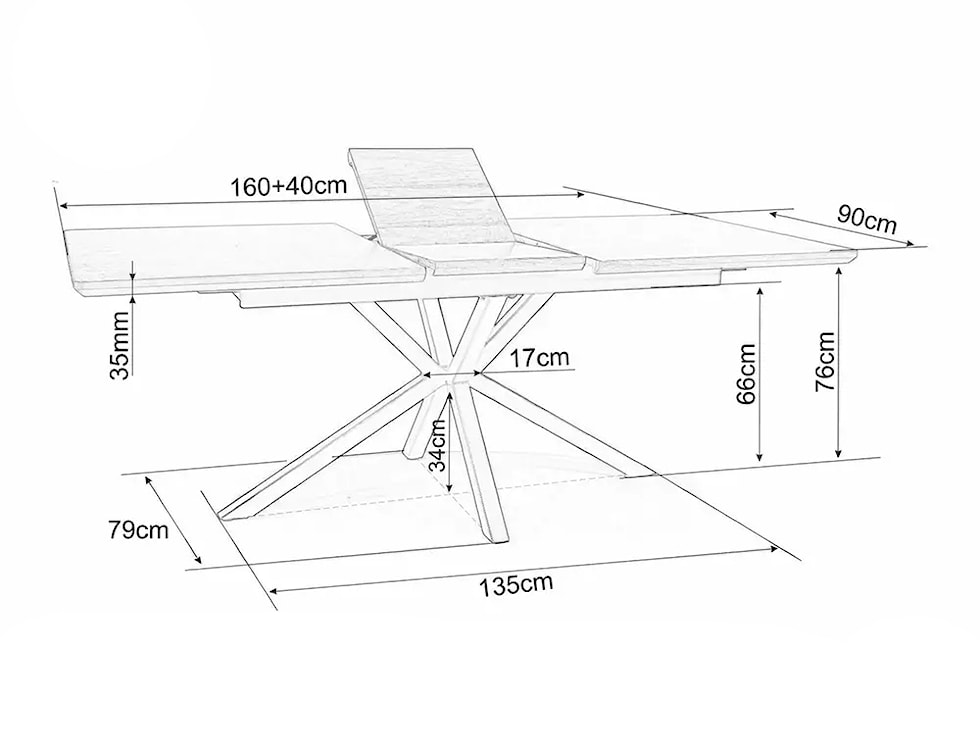 Stół rozkładany Logan 160(200)x90 cm biały marmur/ czarny mat  - zdjęcie 6