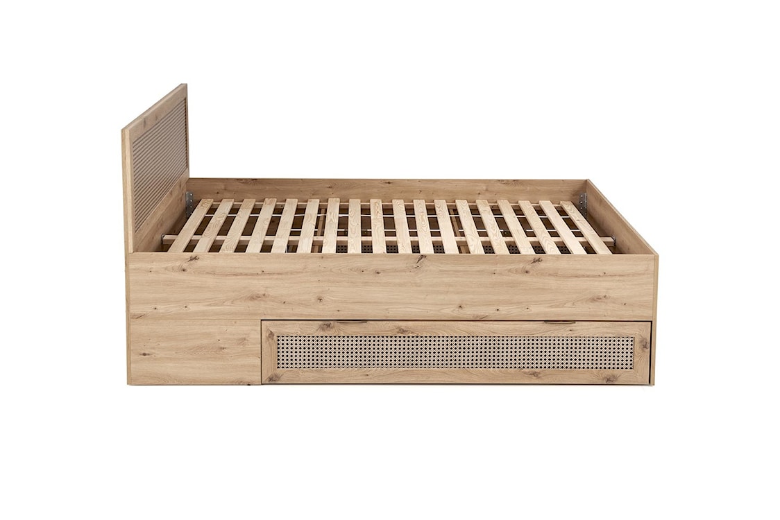 Łóżko drewniane Trivilla z szufladami dąb artisan/ plecionka wiedeńska  - zdjęcie 8