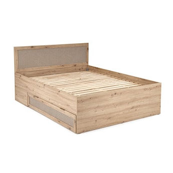 Łóżko drewniane Trivilla z szufladami dąb artisan/ plecionka wiedeńska