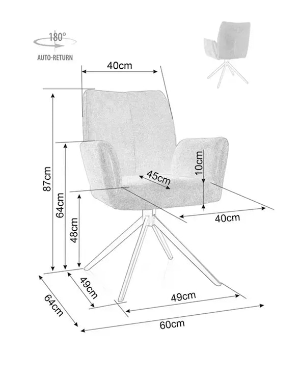 Krzesło tapicerowane Coco z podłokietnikami obrotowe beżowe  - zdjęcie 3