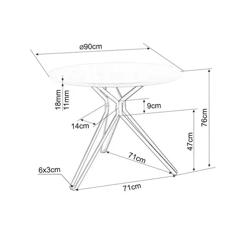 Stół do jadalni Colt okrągły blat 90 cm transparentny  - zdjęcie 2