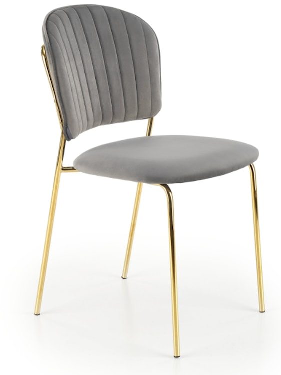 Krzesło tapicerowane Revisant szary velvet na złotej podstawie 