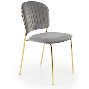 Krzesło tapicerowane Revisant szary velvet na złotej podstawie
