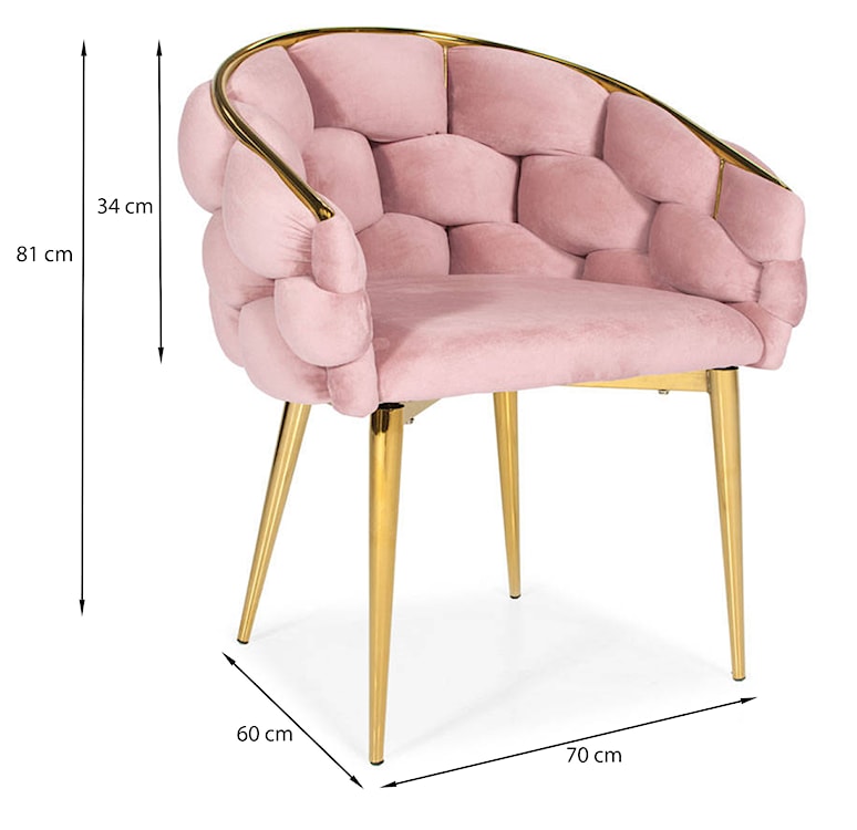 Krzesło tapicerowane Finessis glamour pudrowy róż  - zdjęcie 8