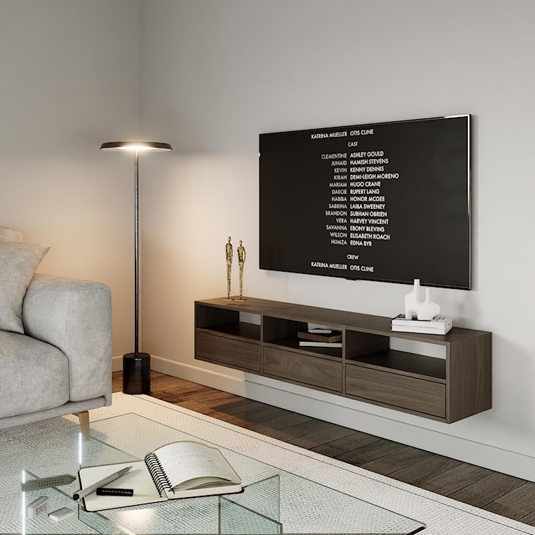 Szafka RTV Framme wisząca z trzema klapami i wnękami 150 cm orzech wisconsin  - zdjęcie 3