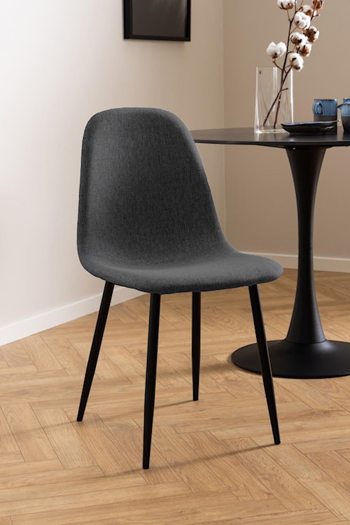 Krzesło tapicerowane Framons ciemnoszare na metalowych czarnych nóżkach  - zdjęcie 3