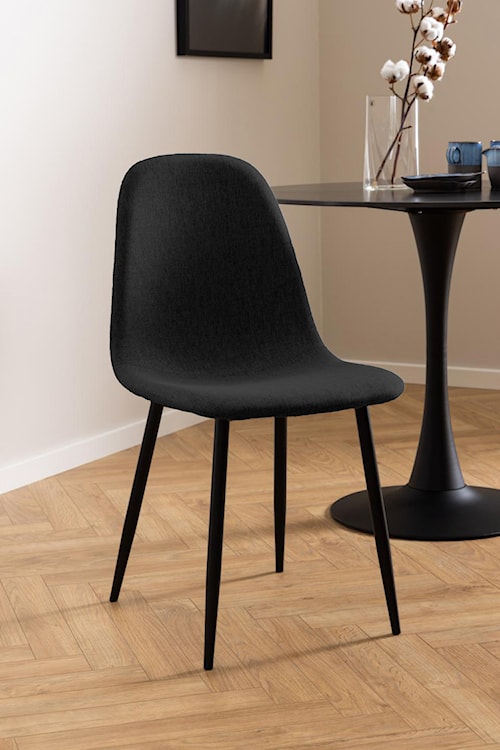 Krzesło tapicerowane Framons czarne na metalowych czarnych nóżkach  - zdjęcie 3