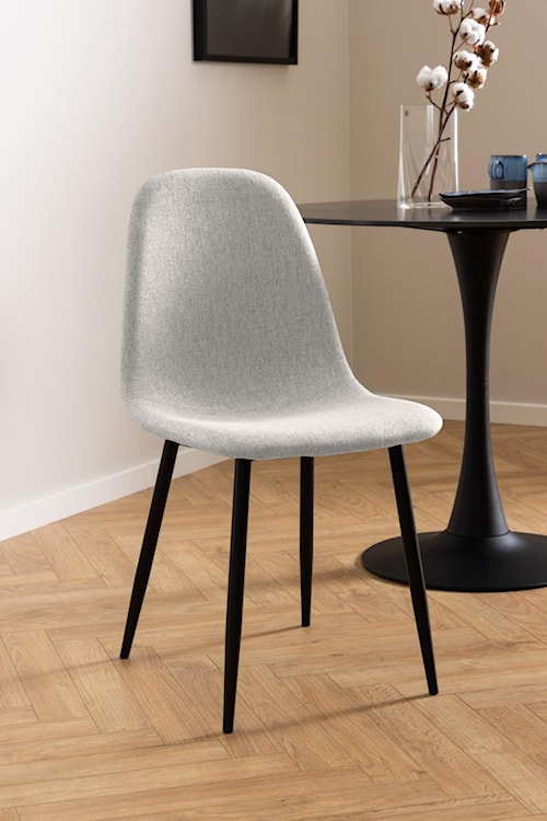 Krzesło tapicerowane Framons jasnoszare na metalowych czarnych nóżkach  - zdjęcie 2