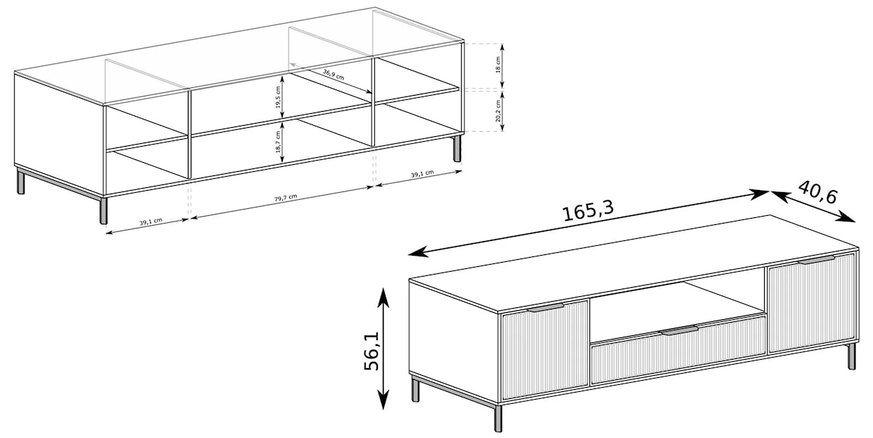 Szafka RTV Passimo 165cm szarobeżowa  - zdjęcie 5