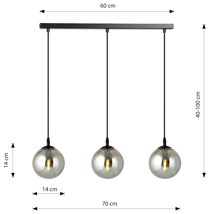 Lampa wisząca Fregene grafitowa x3  - zdjęcie 8