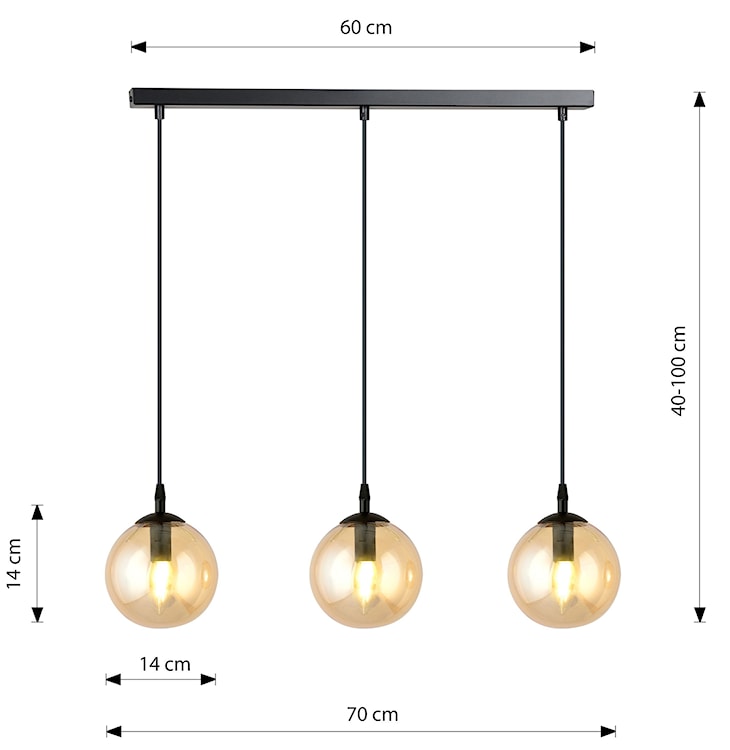 Lampa wisząca Fregene miodowa x3  - zdjęcie 8