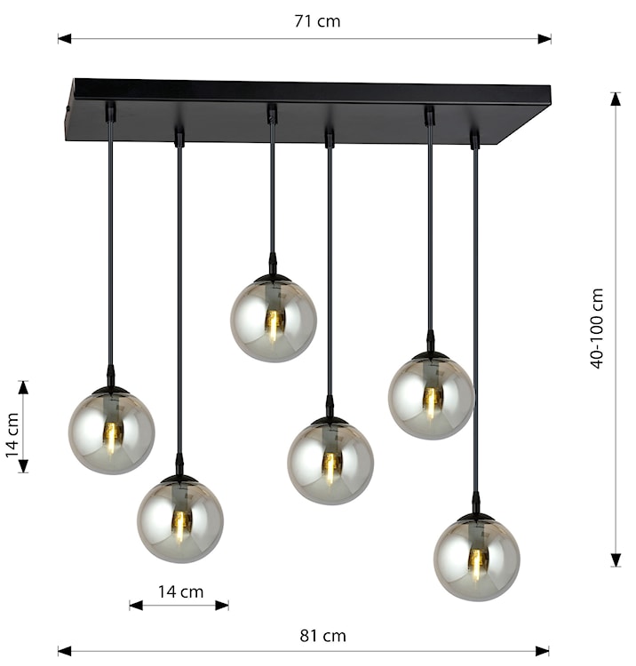 Lampa wisząca Fregene grafitowa x6  - zdjęcie 7