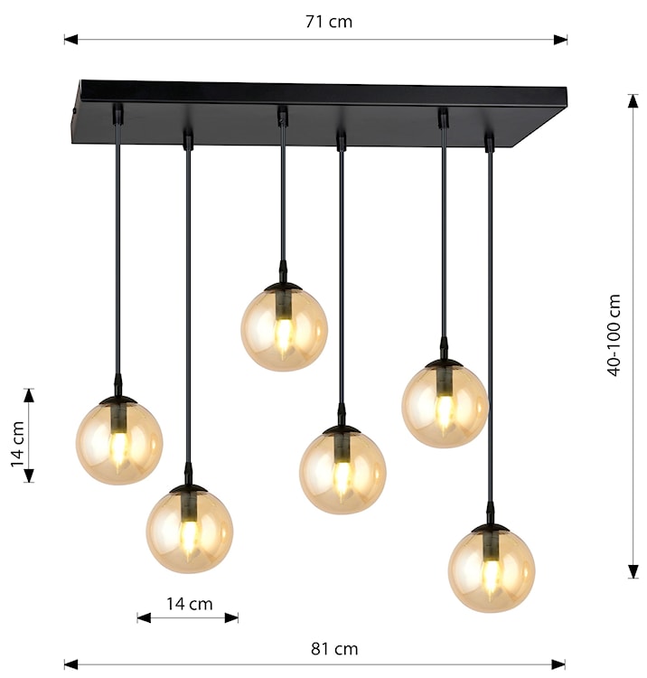 Lampa wisząca Fregene miodowa x6  - zdjęcie 7