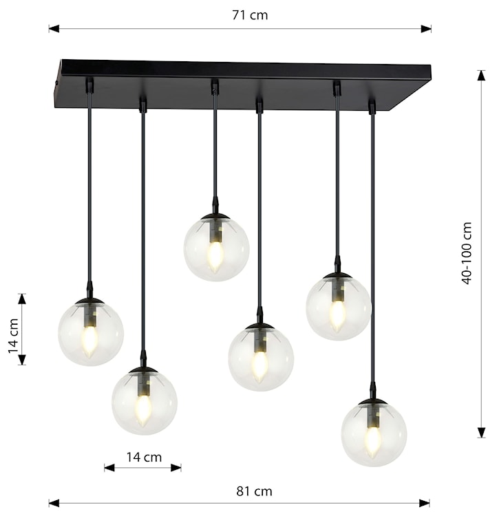 Lampa wisząca Fregene transparentna x6  - zdjęcie 7