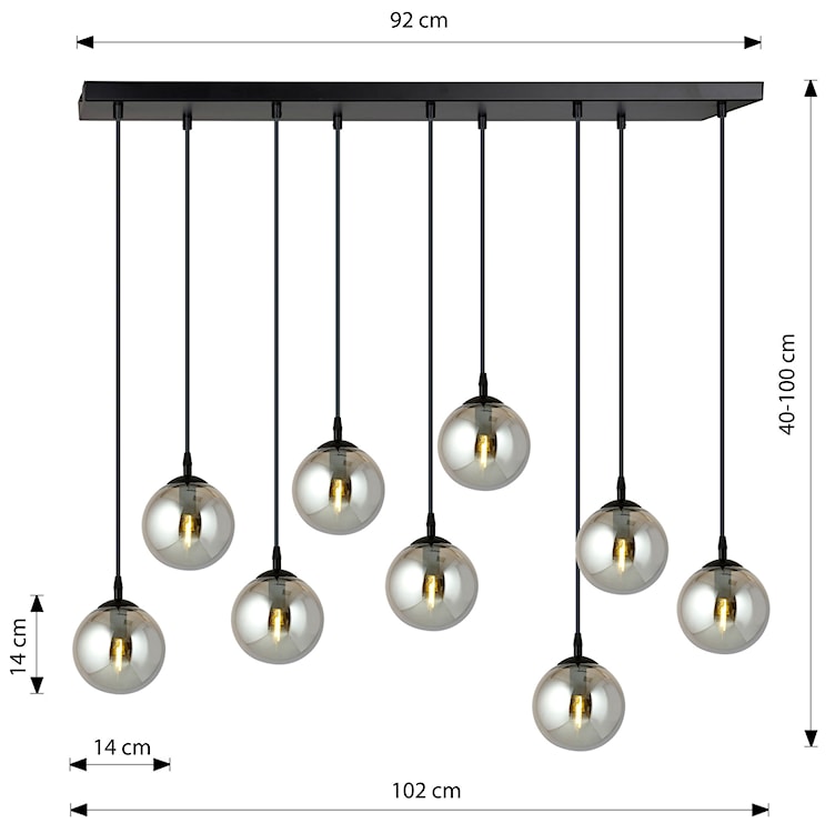 Lampa wisząca Fregene grafitowa x9  - zdjęcie 7