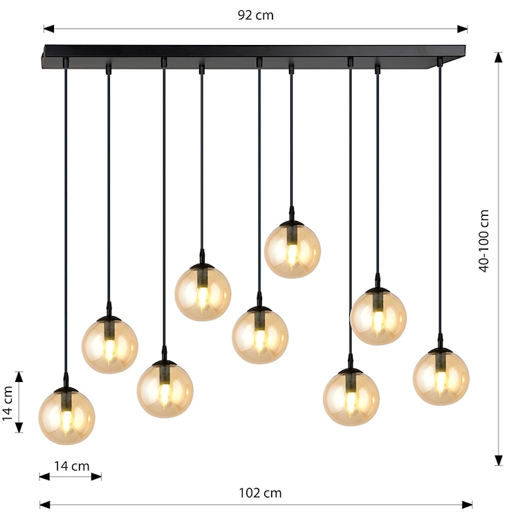 Lampa wisząca Fregene miodowa x9  - zdjęcie 7