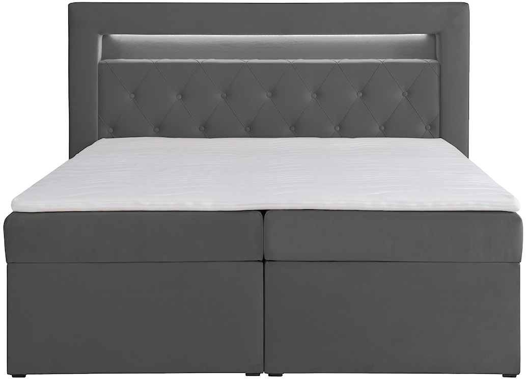 Łóżko kontynentalne 140x200 cm Goldess z pojemnikami i oświetleniem LED ciemnoszare welwet  - zdjęcie 6