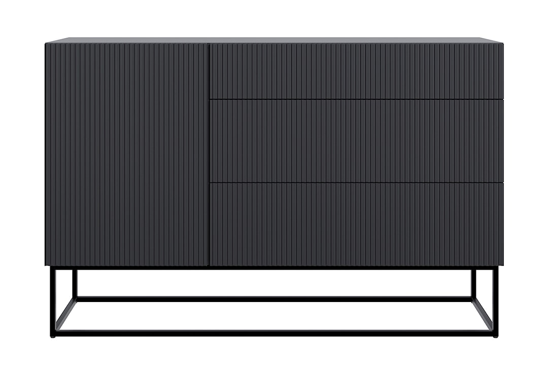 Komoda jednodrzwiowa Veldio z szufladami 140 cm czarna z czarnymi nogami  - zdjęcie 4