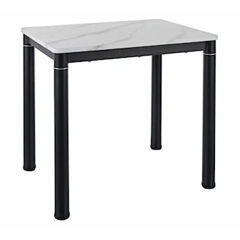 Stół do jadalni Skast prostokątny 60x80 cm biały marmur/ czarny mat