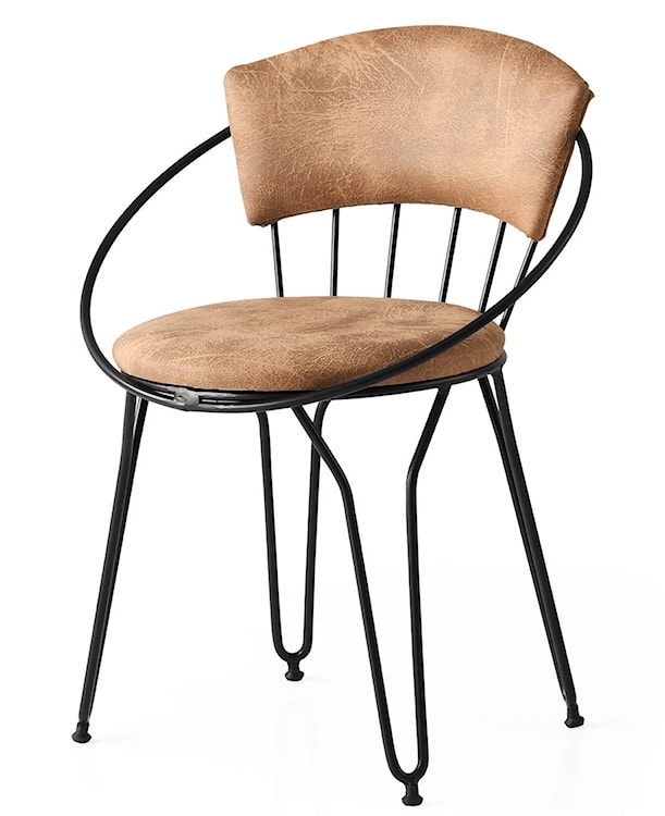 Krzesło metalowe Collwerst beżowa ekoskóra